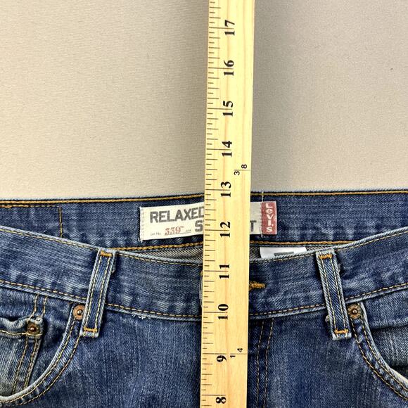 Levis 559 Jeans Mens 34x32 Blue Denim Relaxed Fit Straight Leg Dark Stone Wash - Picture 12 of 13